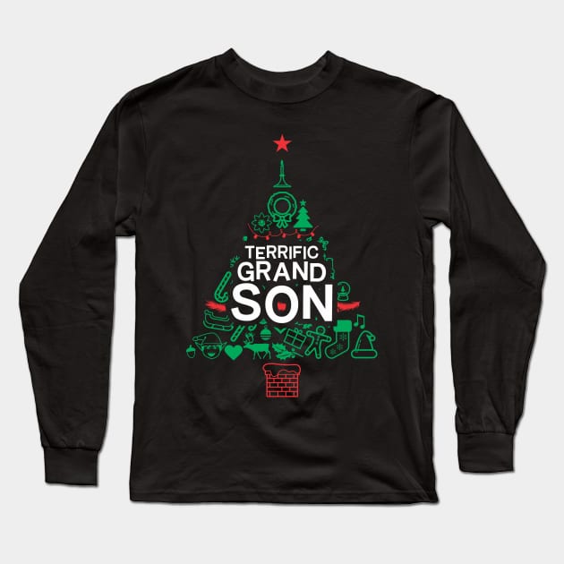 Terrific Grandson - Xmas Tree - Christmas Long Sleeve T-Shirt by Vector-Artist